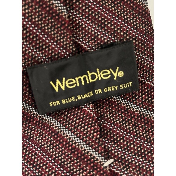 Wembley Blue Maroon Men's Necktie 10% Wool Tie 3.5” W 54.5” Long Vintage Retro - Picture 2 of 7